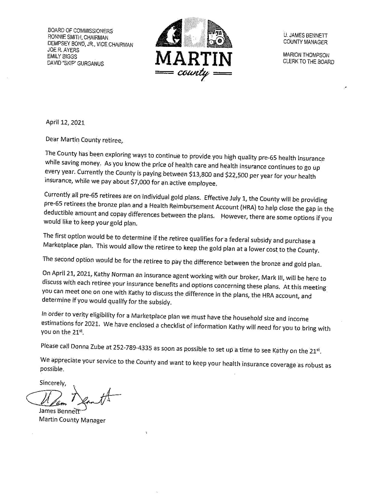 Retiree Letter